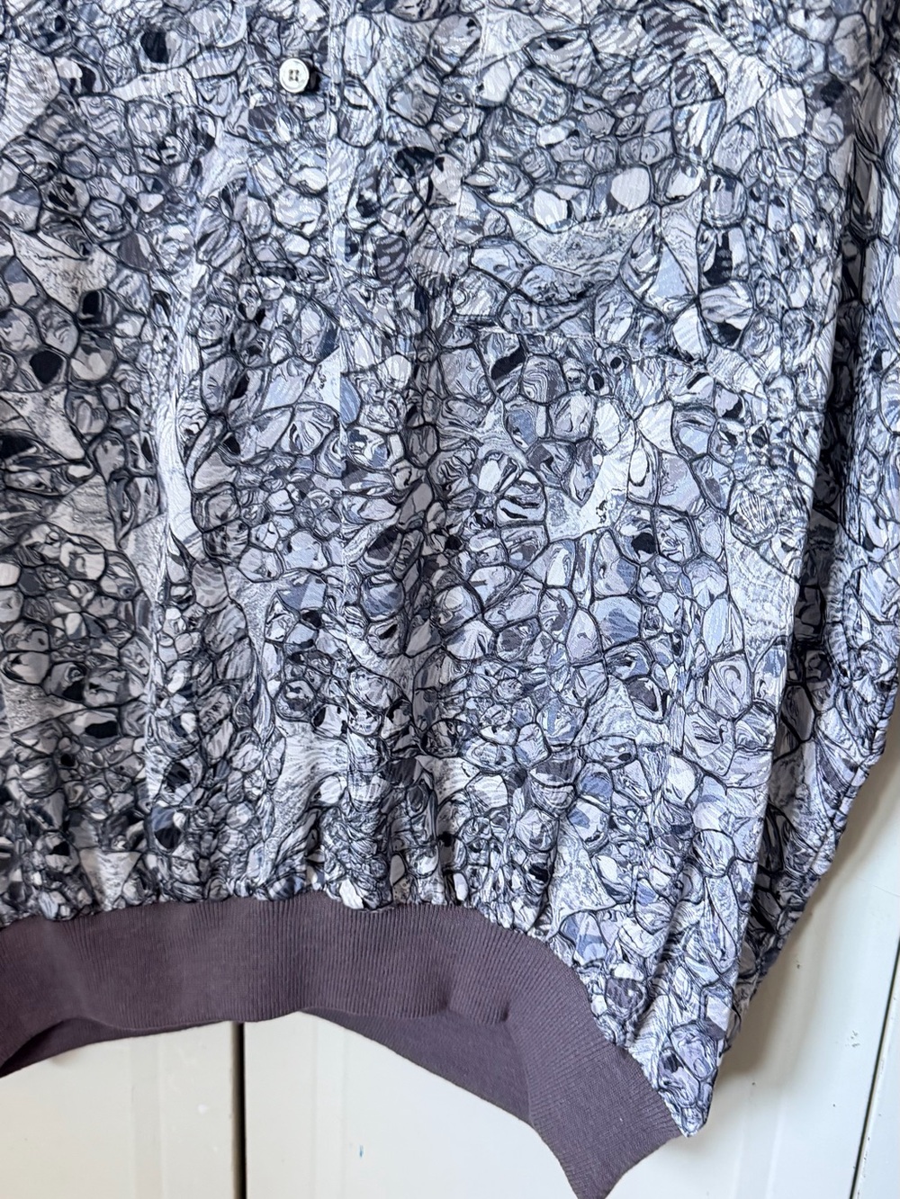 Alan Stuart Black & White Abstract Short Sleeve Half Button-Front Shirt size XL - Picture 4 of 10